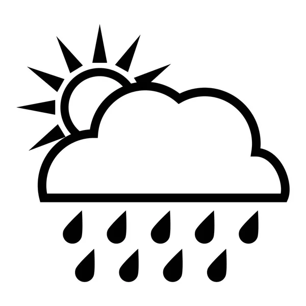 Sole e nuvole con gocce di pioggia — Vettoriale Stock