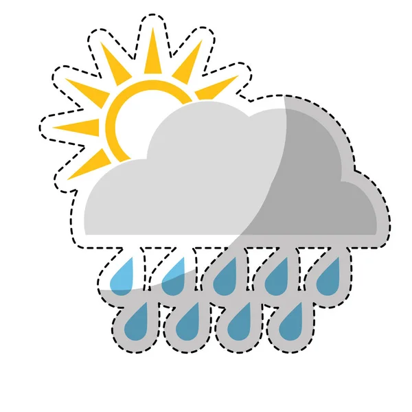 Ήλιος και σύννεφο με rainydrops — Διανυσματικό Αρχείο