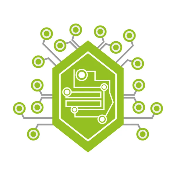 Componente electrónico del hexágono del circuito informático — Archivo Imágenes Vectoriales