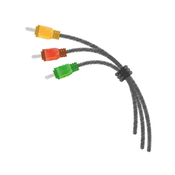 Desenho plug cabo de fio cores diferentes — Vetor de Stock