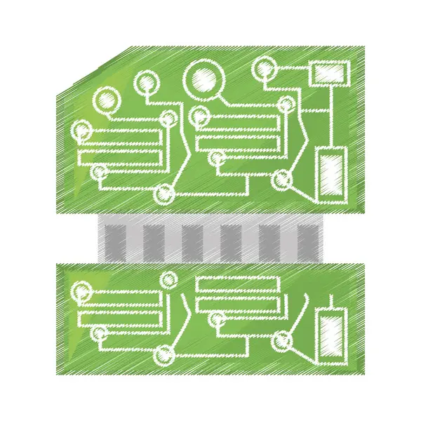 Kaart van de tekening computer hardware processor — Stockvector