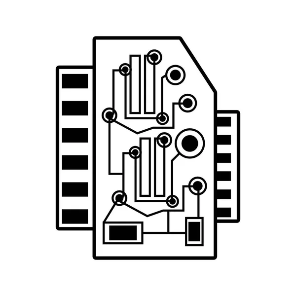 コンピューター ハードウェア プロセッサ カード線形 — ストックベクタ