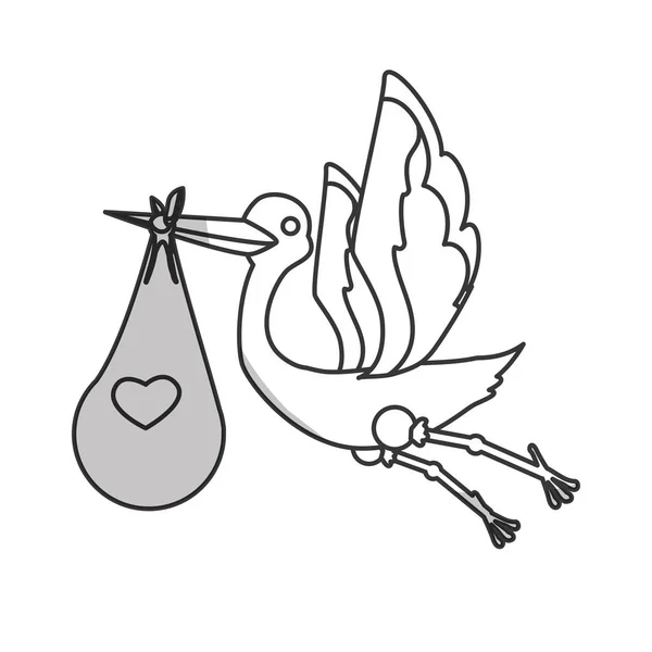 Cigogne tenant un sac avec un bébé — Image vectorielle