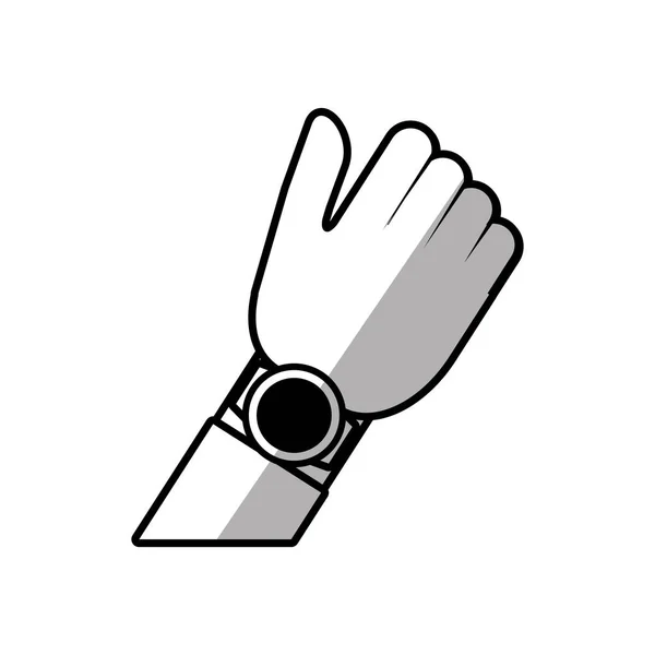 Mano con reloj inteligente wearable tecnología sombra — Vector de stock