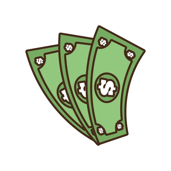 Contas de dinheiro dos desenhos animados dólar em dinheiro — Vetor de Stock