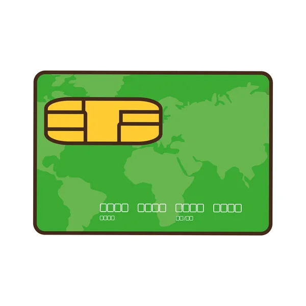 卡通绿色信用卡全球银行 — 图库矢量图片