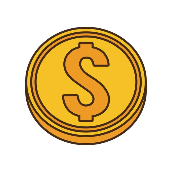 Rysunek złota moneta pieniądze Dolar — Wektor stockowy