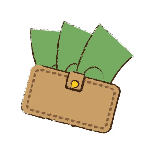 Ziehen Brieftasche Schein Geld Bargeld Dollar — Stockvektor