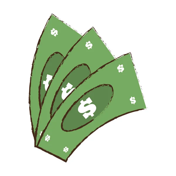 Dibujo de billetes de dinero en efectivo dólar — Vector de stock