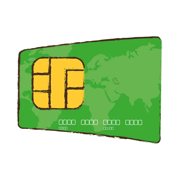 绘图的绿色信用卡全球银行 — 图库矢量图片