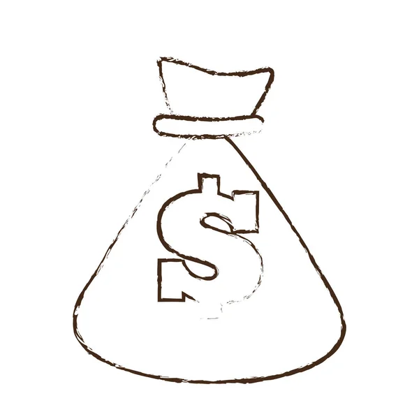 Çanta para Doları nakit kroki — Stok Vektör