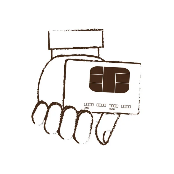 持有信用卡银行素描 — 图库矢量图片