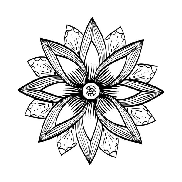 Hermosa flor en blanco y negro — Vector de stock