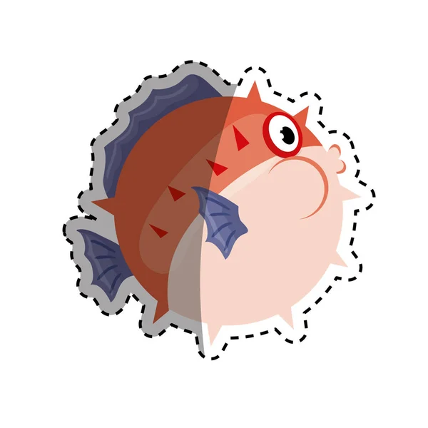 Sea blowfish cartoon — Stock Vector