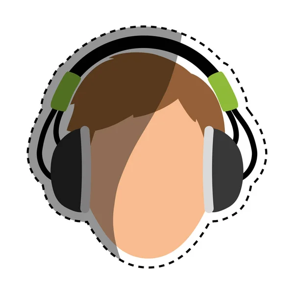 Young person with headphones — Stock Vector