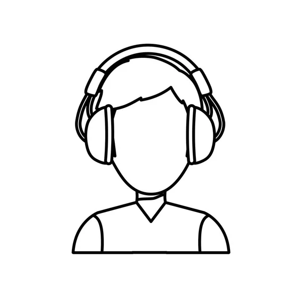 Young person with headphones — Stock Vector