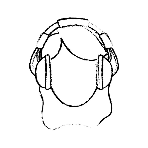 Νεαρό άτομο με ακουστικά — Διανυσματικό Αρχείο