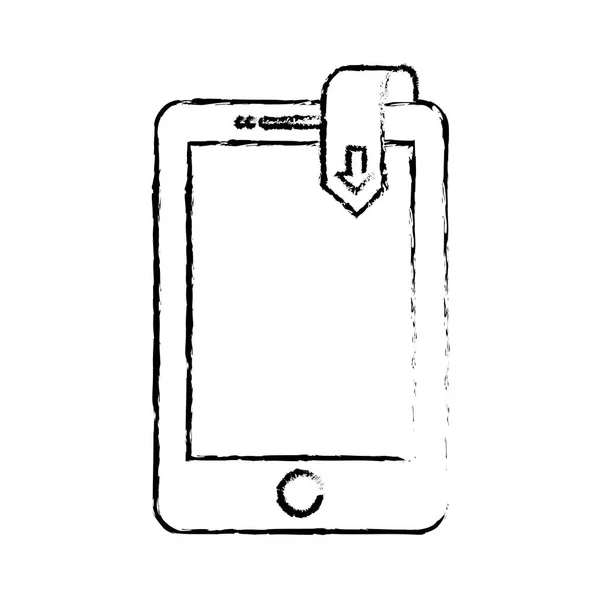 Smartphone avec flèche de téléchargement icône image — Image vectorielle