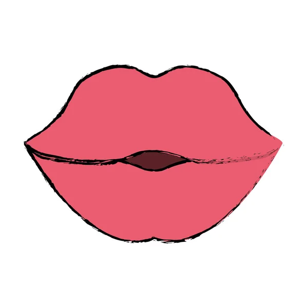 Roze lippen pictogramafbeelding — Stockvector
