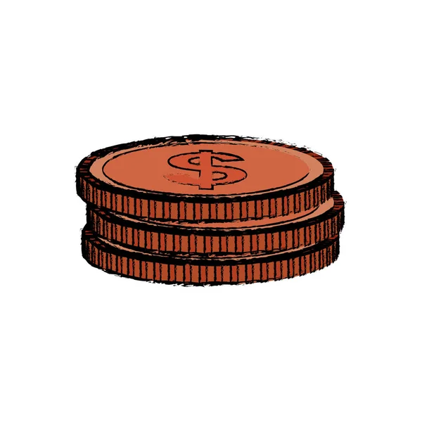 Geïsoleerde munten geld — Stockvector