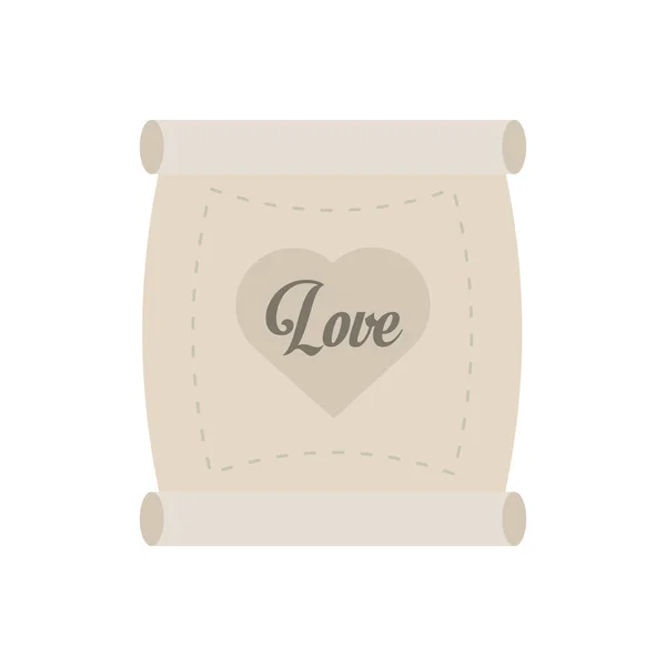 Amor pergaminho mensagem coração — Vetor de Stock