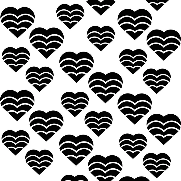 Serce miłość czarno-biały wzór zarys — Wektor stockowy