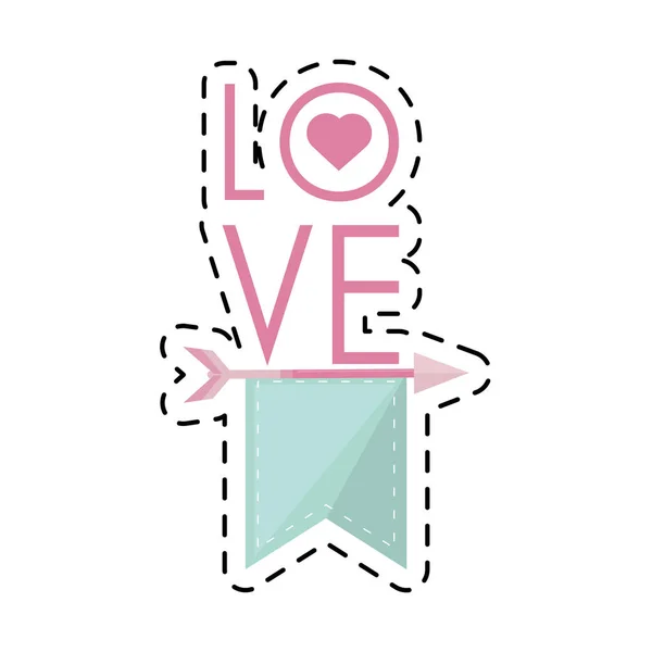 I love you greeting heart style cut line — Stock Vector