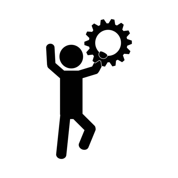 Man and gear icon — Stock Vector
