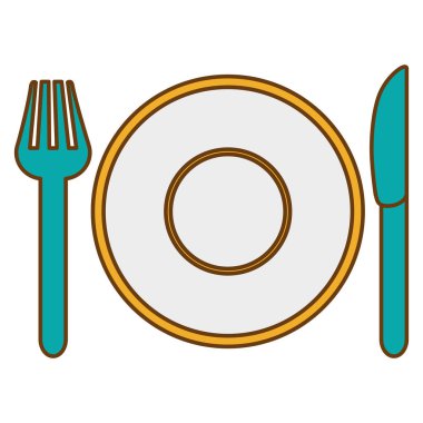 Tabak, çatal ve bıçak.