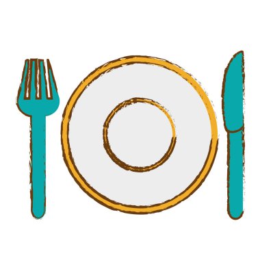 Tabak, çatal ve bıçak.