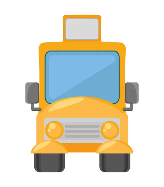 Dessin animé jaune autobus scolaire transport élèves — Image vectorielle