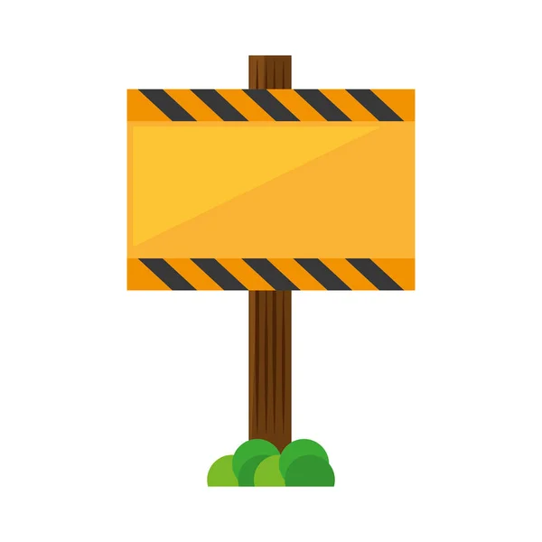 Sign road rectangle caution yellow empty with grass — Stock Vector