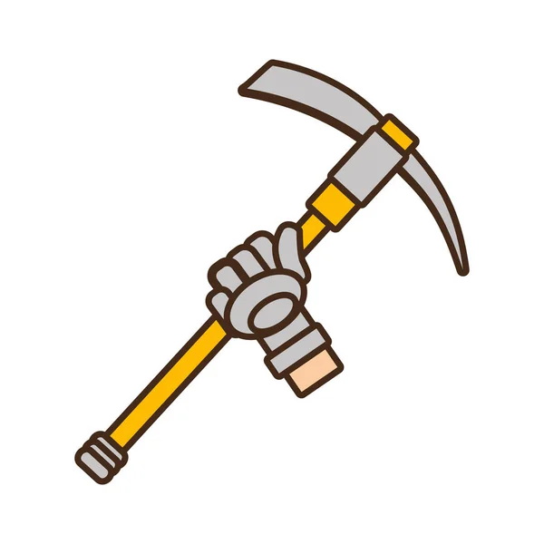 Cartoon pickaxe tool mining extraction glove — Stock Vector