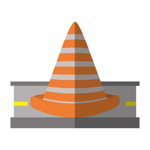 Cartoon road cone caution sign — Stock Vector