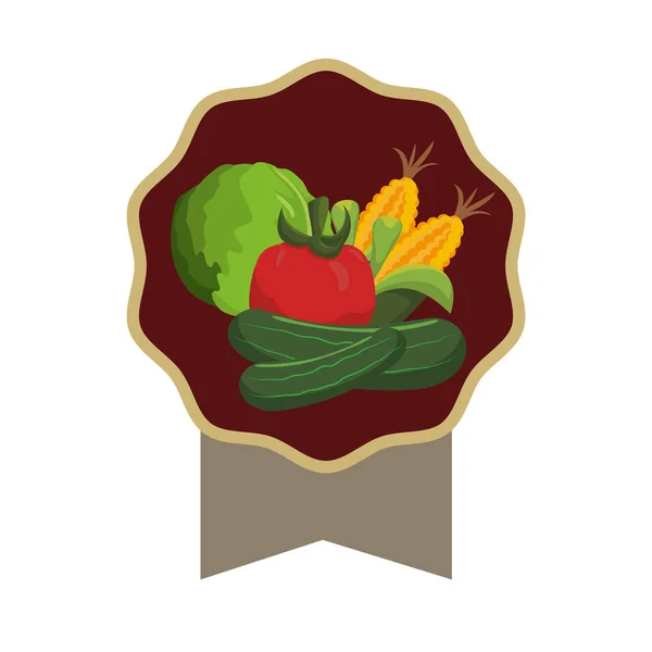 Selo selo com ícone vegetal — Vetor de Stock