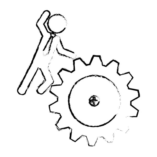 Людина і колесо передач — стоковий вектор