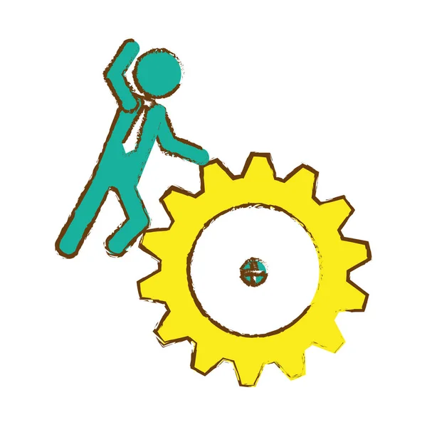 Man and gear wheel — Stock Vector