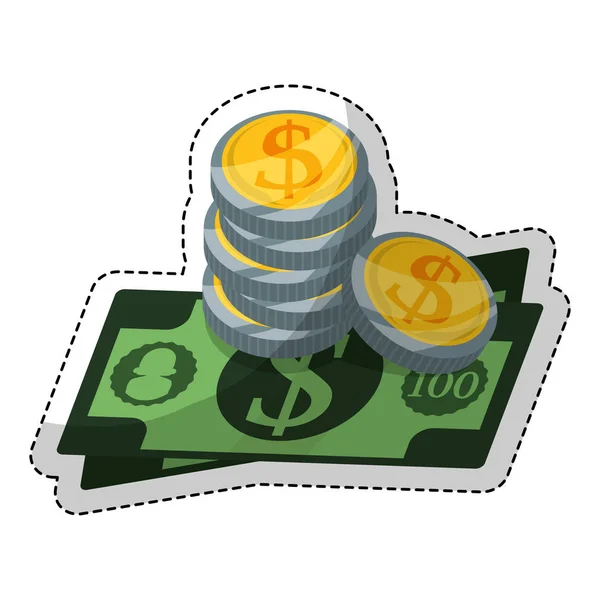 Geld biljetten en munten — Stockvector