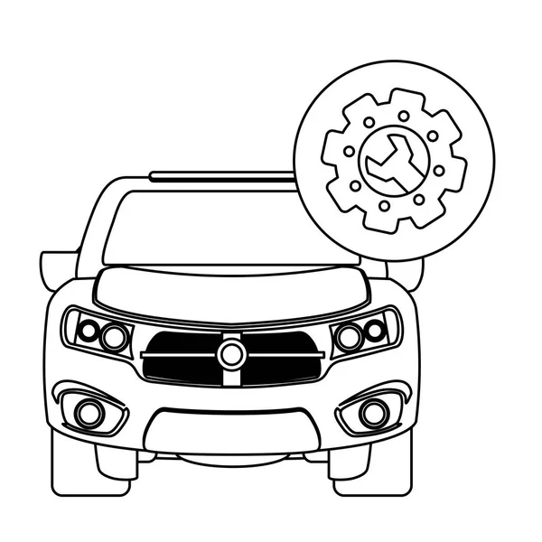 Oficina de reparação automóvel ícone imagem emblema — Vetor de Stock