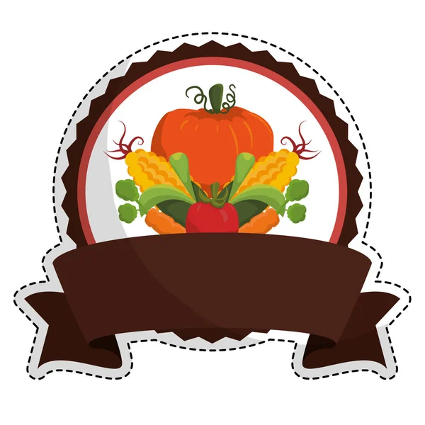 Organic vegetables emblem icon image — Stock Vector
