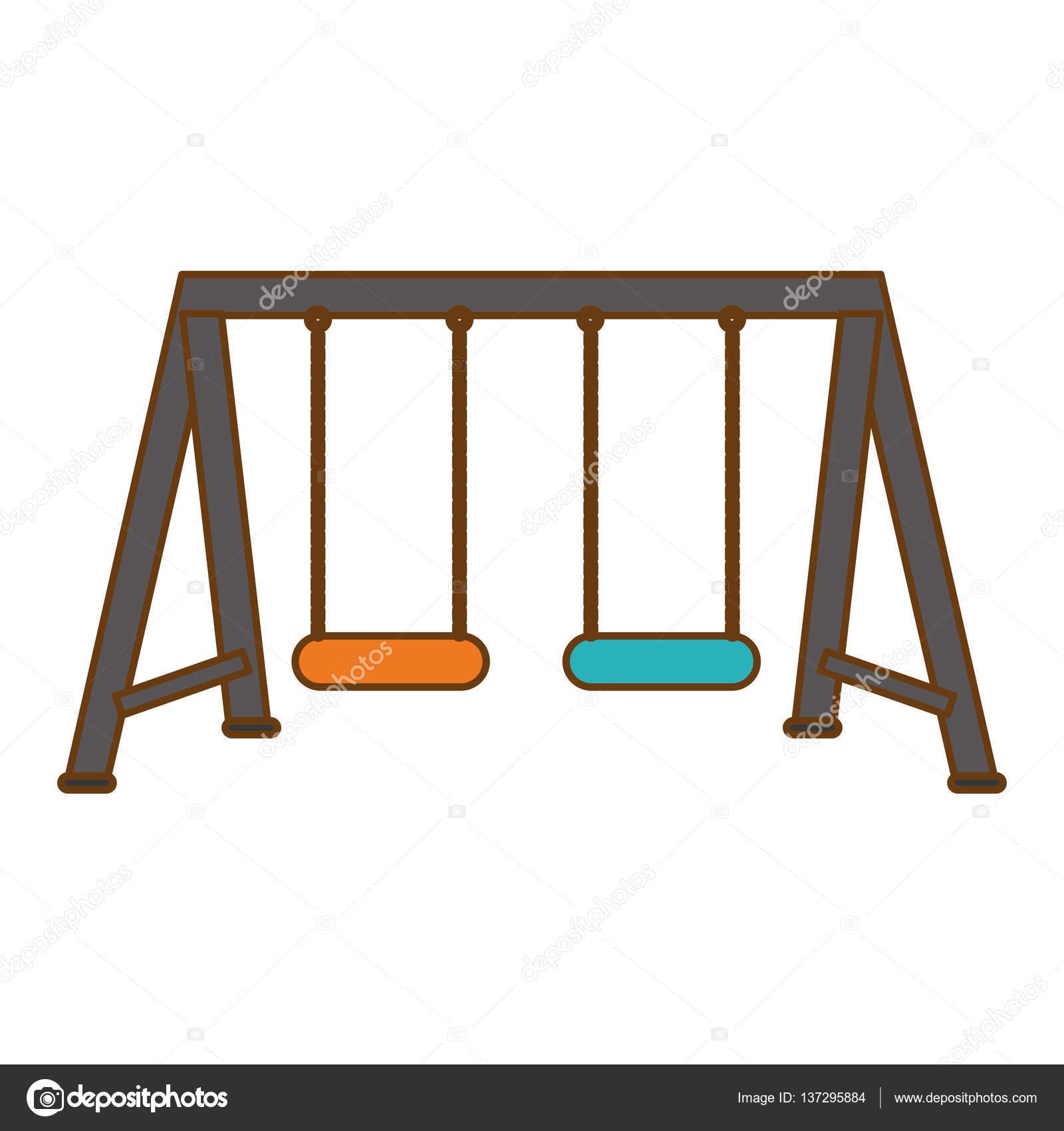 Oscillazione icona gioco bambini sopra priorit  bassa bianca concetto di parco giochi per bambini disegno variopinto illustrazione di vettore