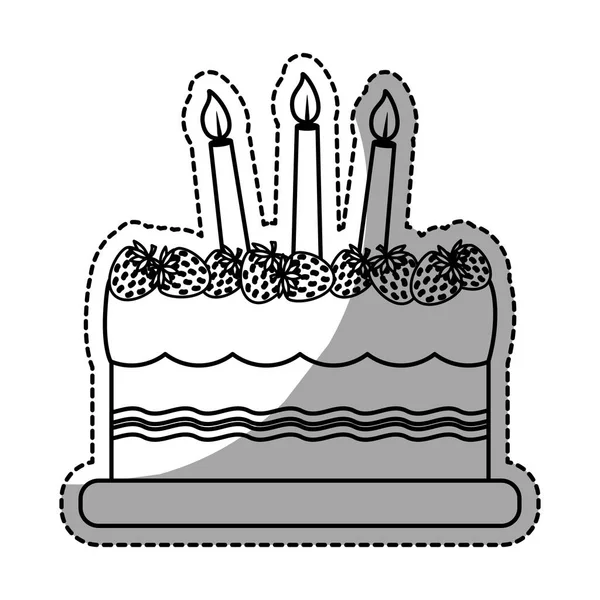 Pastel de cumpleaños con velas icono de imagen — Archivo Imágenes Vectoriales