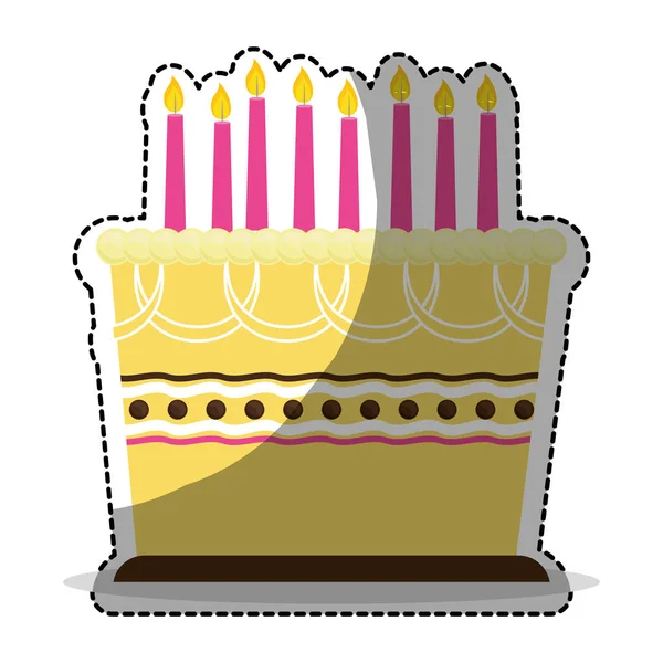 Gâteau d'anniversaire avec des bougies icône image — Image vectorielle
