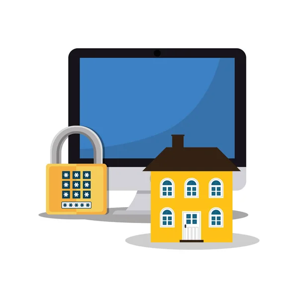 家庭安全计算机密码挂锁 — 图库矢量图片