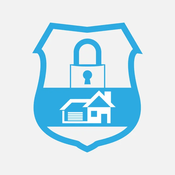 Blauwe knop home-beveiligingsslot — Stockvector