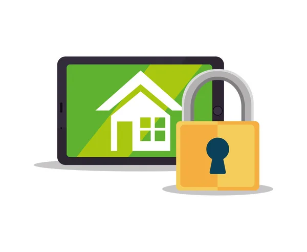 Système smart home sécurité cadenas — Image vectorielle