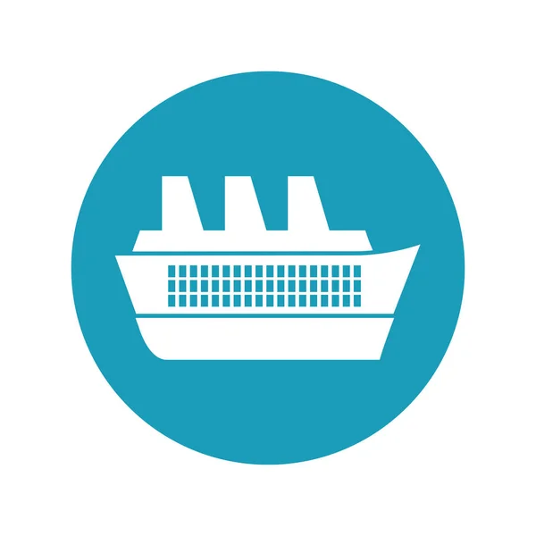 Κρουαζιέρα πλοίο ταξίδια θαλάσσιες μπλε κύκλο — Διανυσματικό Αρχείο