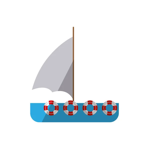 Barco vela viaje marítimo sombra — Vector de stock