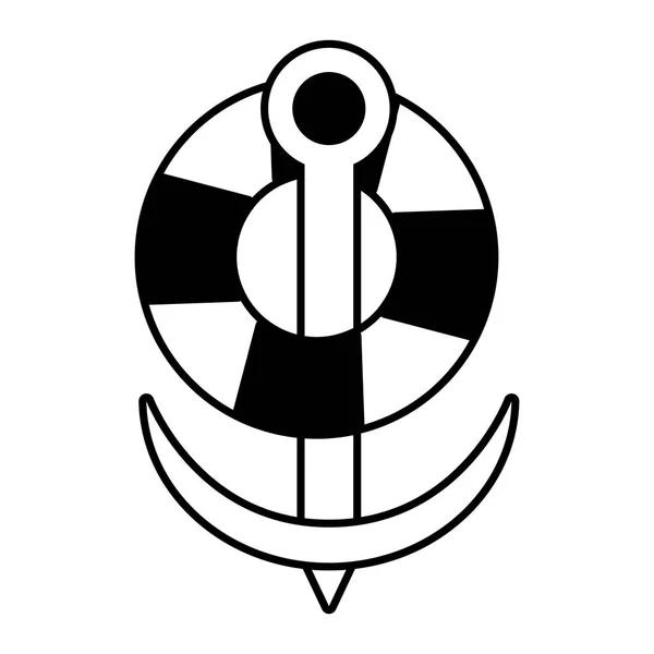 Ancla de boya línea marítima de viaje náutico — Archivo Imágenes Vectoriales