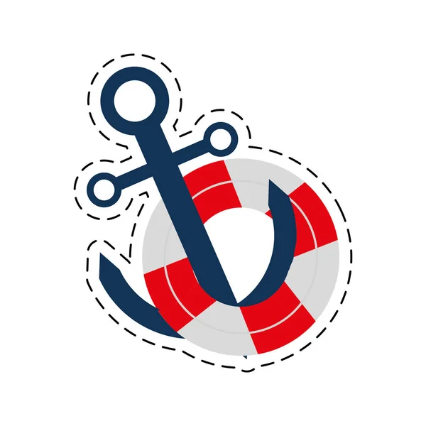 Buoy anchor nautical travel maritime cut line — Stock Vector